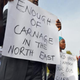 Demonstrators carry placards on Nov. 17, 2014, to protest the Nov. 10 killing of more than 47 students of Portiskum Government Comprehensive School in Nigeria’s Yobe State.
STR/Getty Images